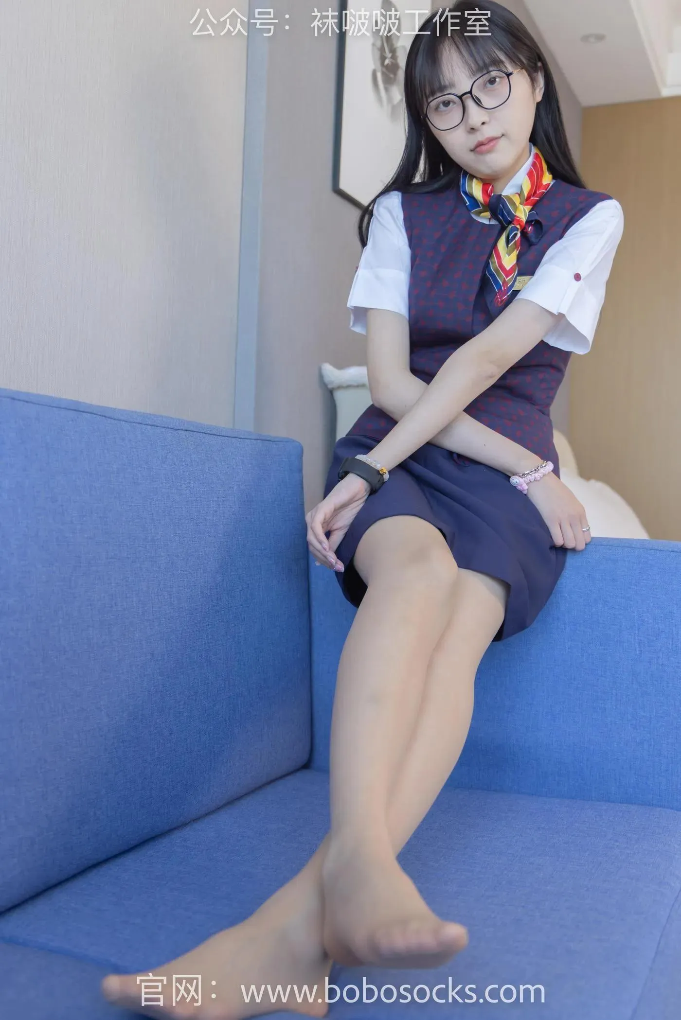 [BoBoSocks袜啵啵]NO.115 稚予-平底鞋、肉丝、空姐制服 [136P]插图